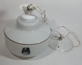 Vintage Artcraft of Montreal White Porcelain Gold Trimmed Dog Themed 8" Tall Swag Lamp Hanging Light Shade Fixture