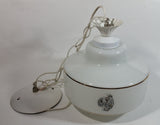 Vintage Artcraft of Montreal White Porcelain Gold Trimmed Dog Themed 8" Tall Swag Lamp Hanging Light Shade Fixture
