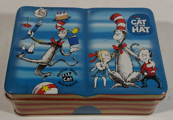 2003 The Cat In The Hat Animated Movie Film Book Shaped Tin Metal Container Dr. Seuss Collectible