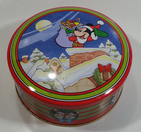 The Walt Disney Company Mickey Mouse Cartoon Character Christmas Themed Round Tin Metal Container
