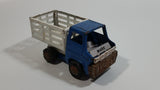 Vintage 1960s Louis Marx Blue and White Stake Bed Dumping Farm Truck Pressed Steel Toy Car Vehicle