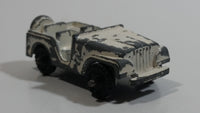 Vintage 1950s MidgeToy Midge Military Jeep White Tiny Miniature Die Cast Toy Car Vehicle