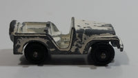 Vintage 1950s MidgeToy Midge Military Jeep White Tiny Miniature Die Cast Toy Car Vehicle