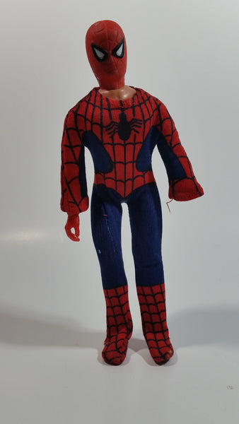 Vintage 1977 Mego Spider-Man 8" Tall Bendable Poseable Action Figure in Fabric Costume - Missing one hand