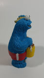 Applause Muppets Sesame Street Cookie Monster Character In Beach Shorts with a Pail of Shells Holding a Conch Shell To His Ear 3" Tall Hard Rubber PVC Toy