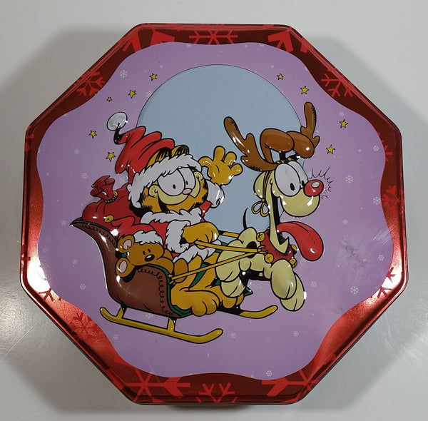 Santa Claus Garfield and Rudolph Odie Christmas Holiday Embossed Tin Metal Container