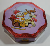 Santa Claus Garfield and Rudolph Odie Christmas Holiday Embossed Tin Metal Container