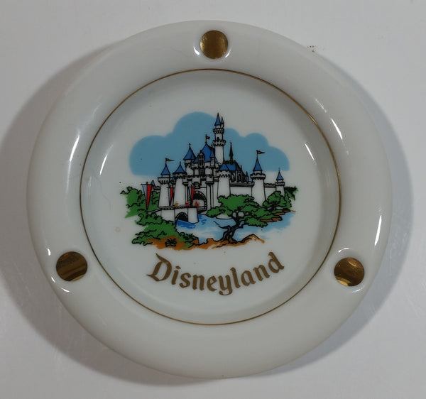 Vintage Walt Disney Productions Disneyland Castle White Gold Trim Porcelain Ash Tray