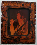 Vintage Elvis Presley in White Suit Photograph 13" x 16" Lacquered Burl Wood Frame