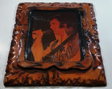 Vintage Elvis Presley in White Suit Photograph 13" x 16" Lacquered Burl Wood Frame