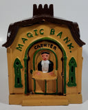 Vintage Magic Bank Mechanical Turning Cashier Cast Iron Coin Bank