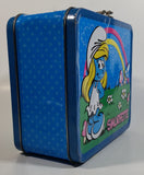 2010 Peyo The Smurfs Smurfette Blue Embossed Tin Metal Lunch Box