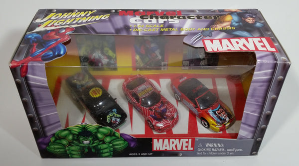 2002 Johnny Lightning Marvel Character Cars Spider-Man Viper, Wolverine Mustang, Hulk Dodge Ram Die Cast Toy Car Vehicles New in Box