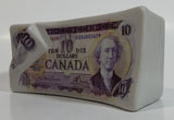 Canada Canadian $10 Ten Dollar Bill Stack Shaped Ceramic Coin Bank