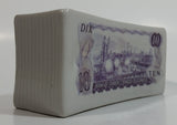 Canada Canadian $10 Ten Dollar Bill Stack Shaped Ceramic Coin Bank