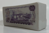 Canada Canadian $10 Ten Dollar Bill Stack Shaped Ceramic Coin Bank