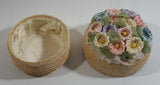 Colorful Flower Themed Woven Basket Container with Lid