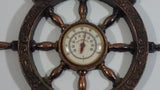 Vintage Captain's Ships Wheel 6 1/4" Diameter Copper Toned Metal Thermometer