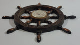 Vintage Captain's Ships Wheel 6 1/4" Diameter Copper Toned Metal Thermometer