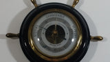 Vintage JG Gischard Aneroid Ships Wheel Barometer - Wood, Brass, Metal Face - Germany