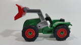 2014 Geobra Playmobil Green and Red Farm Tractor Plastic Toy Vehicle