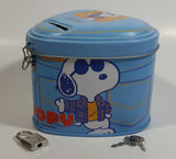 Peanuts United Feature Syndicates Snoopy Light Blue Heart Shaped Coin Bank with Lock and Keys