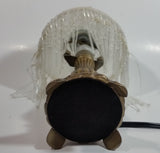 Frosted Glass Beaded Shade 12" Tall Brass Bass Table Lamp