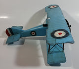 Vintage Style Sky Blue Bi-Plane Large Tin Metal Military Airplane