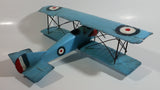 Vintage Style Sky Blue Bi-Plane Large Tin Metal Military Airplane