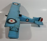 Vintage Style Sky Blue Bi-Plane Large Tin Metal Military Airplane