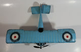 Vintage Style Sky Blue Bi-Plane Large Tin Metal Military Airplane