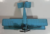 Vintage Style Sky Blue Bi-Plane Large Tin Metal Military Airplane