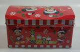 Disney Mickey Mouse and Minnie Mouse Christmas Themed Hinged Tin Metal Container