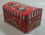 Disney Mickey Mouse and Minnie Mouse Christmas Themed Hinged Tin Metal Container