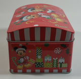 Disney Mickey Mouse and Minnie Mouse Christmas Themed Hinged Tin Metal Container