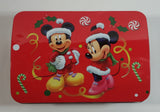 Disney Mickey Mouse and Minnie Mouse Christmas Themed Hinged Tin Metal Container