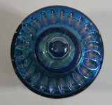 Vintage Indiana Windsor Blue Purple Iridescent Rainbow 4 3/4" Tall Carnival Glass Sugar Bowl with Lid