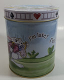 2010 Cardew Design N.A. Inc. Disney Alice In Wonderland's Cafe Rabbit "I'm Late! I'm Late!" 6" Tall Cylindrical Shaped Tin Metal Container