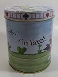 2010 Cardew Design N.A. Inc. Disney Alice In Wonderland's Cafe Rabbit "I'm Late! I'm Late!" 6" Tall Cylindrical Shaped Tin Metal Container