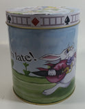 2010 Cardew Design N.A. Inc. Disney Alice In Wonderland's Cafe Rabbit "I'm Late! I'm Late!" 6" Tall Cylindrical Shaped Tin Metal Container