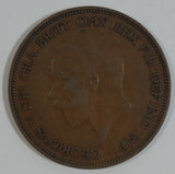 1936 Great Britain King George V One Penny Bronze Coin Currency