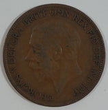 1927 Great Britain King George V One Penny Bronze Coin Currency