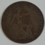 1917 Great Britain King George V One Penny Copper Coin Currency