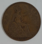 1915 Great Britain King George V One Penny Copper Coin Currency