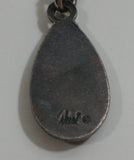 Vintage 1980s Signed Duri Pink and Purple Abalone Art Deco Style Dangle Earrings