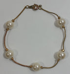 Pearl and Gold Tone Chain 7 1/2" Long Bracelet
