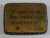 Antique Made in Germany 200 Gramophone Needles Small Hinged Tin Metal Container Empty