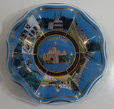 Vintage Disneyland Exclusive Walt Disney Productions Sleeping Beauty's Castle 7 1/2" Diameter Blue Waved Edge Glass Candy Dish / Ash Tray