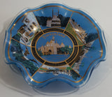 Vintage Disneyland Exclusive Walt Disney Productions Sleeping Beauty's Castle 7 1/2" Diameter Blue Waved Edge Glass Candy Dish / Ash Tray