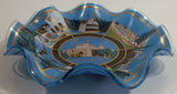 Vintage Disneyland Exclusive Walt Disney Productions Sleeping Beauty's Castle 7 1/2" Diameter Blue Waved Edge Glass Candy Dish / Ash Tray